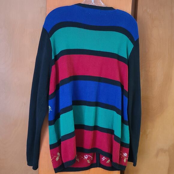 Womens Vintage Alfred Dunner Holiday Winter Embellished Cardigan XL - Picture 2 of 9